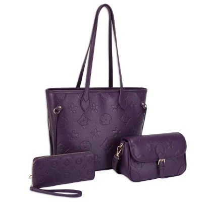 3pc Flower tote with Wallet & Crossbody