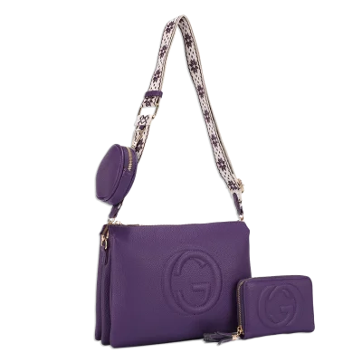 3pc Guitar Strap Crossbody with Coin Holder & Wallet