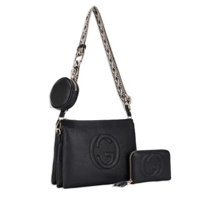 3pc Guitar Strap Crossbody with Coin Holder & Wallet