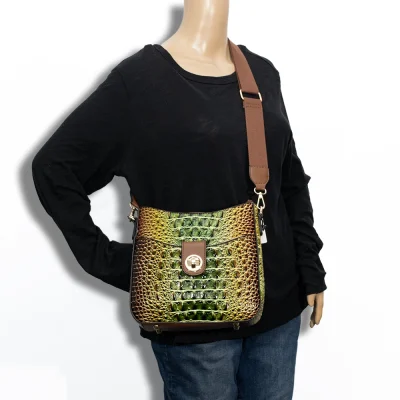 2pc 2 Tone Croc Crossbody with Pouch