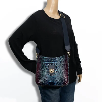 2pc 2 Tone Croc Crossbody with Pouch