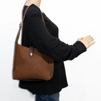 2pc Suede Slouchy Hobo with Pouch