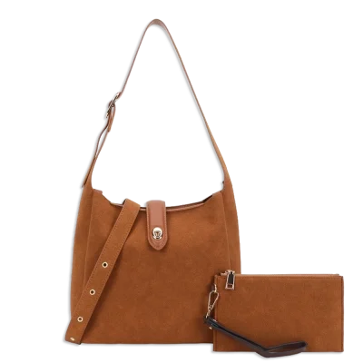 2pc Suede Slouchy Hobo with Pouch