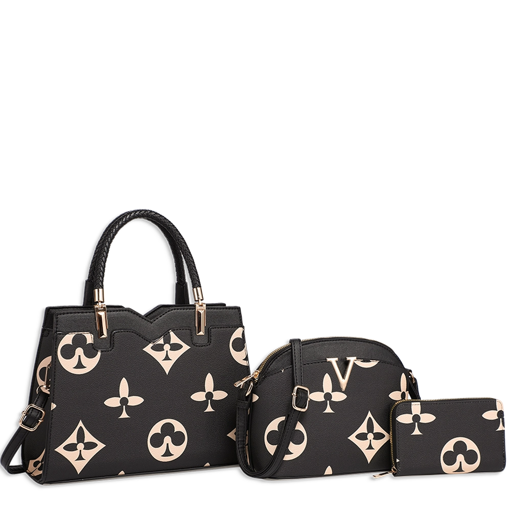3pc Spade Top Handle Satchel with Wallet & Crossbody