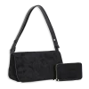 2pc Suede Front Flap Shoulder Bag with Wallet