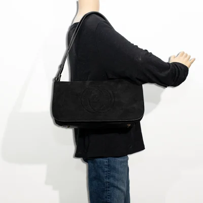 2pc Suede Front Flap Shoulder Bag with Wallet