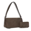 2pc Suede Front Flap Shoulder Bag with Wallet