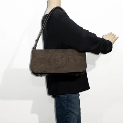 2pc Suede Front Flap Shoulder Bag with Wallet
