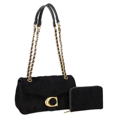2pc Half Moon Quilted Shoulder-Crossbody with Wallet