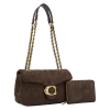 2pc Suede Half Moon Quilted Shoulder-Crossbody with Wallet