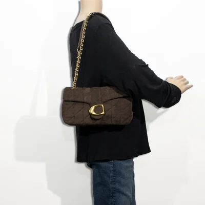 2pc Suede Half Moon Quilted Shoulder-Crossbody with Wallet