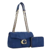 pc Suede Half Moon Quilted Shoulder-Crossbody with Wallet