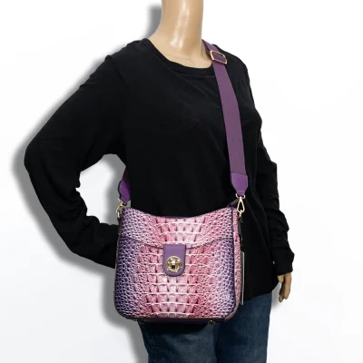 2pc 2 Tone Croc Crossbody with Pouch