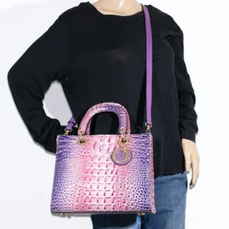 2pc 2 Tone Croc Bag with Wallet