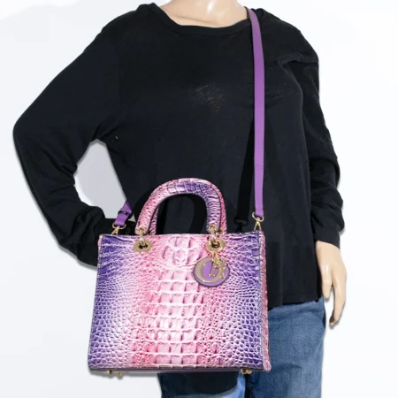 2pc 2 Tone Croc Bag with Wallet