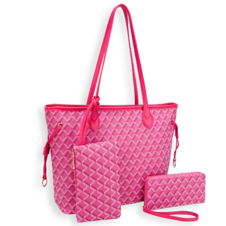3pc V Tote with Wallet & Pouch