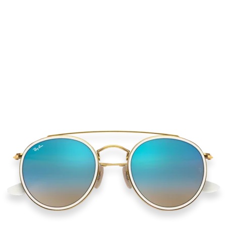 Round Double Bridge Polished Gold with Blue Gradient Flash Gradient Mirror