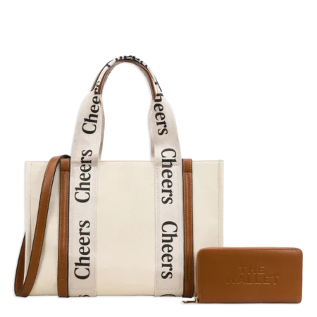 2pc Cheers Stripe Tote with Wallet
