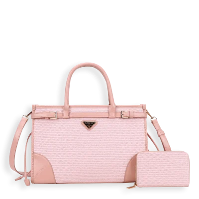 2pc Large Two Tone Tote with Wallet