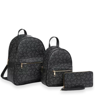 3pc Double CC Backpack with Wallet & Medium Backpack