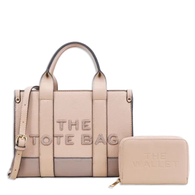 2pc The Medium Leather Tote with Wallet *2 Tone*