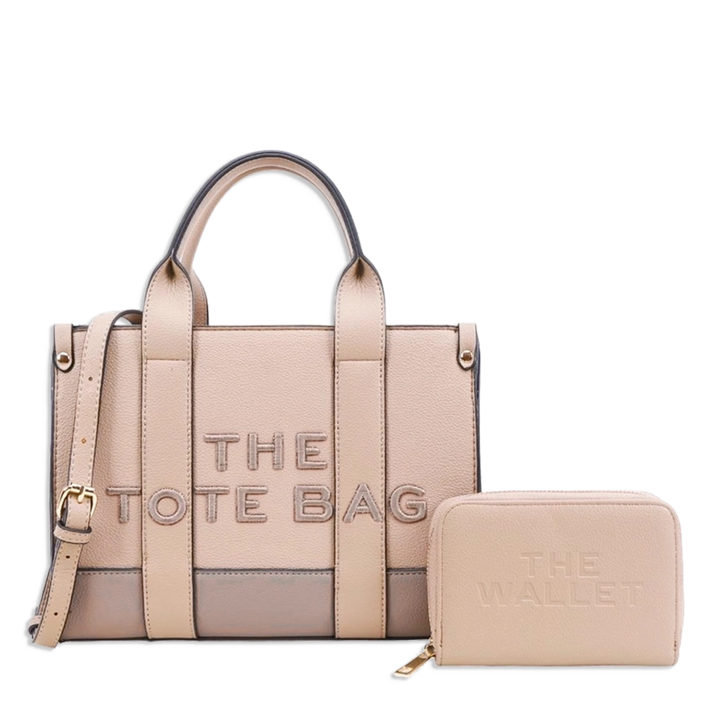 2pc The Medium Leather Tote with Wallet *2 Tone*