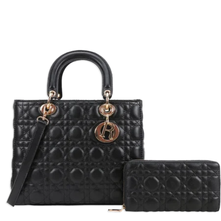 2pc Large Quilted Bag with Walletv