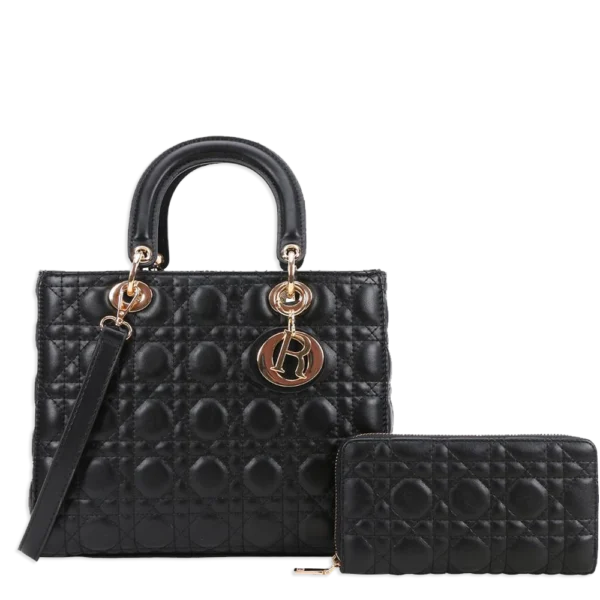2pc Large Quilted Bag with Walletv