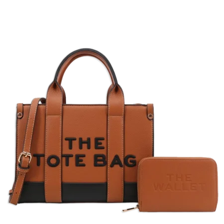 2pc The Medium Leather Tote with Wallet *2 Tone*