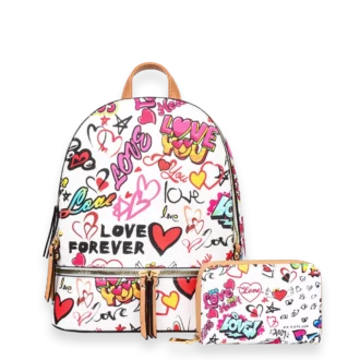 2pc Love Forever Backpack with Wallet