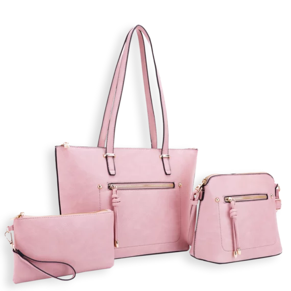 3pc Tote with Wristlet & Crossbody