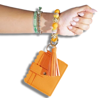 Card Holder with Beaded Wristlet