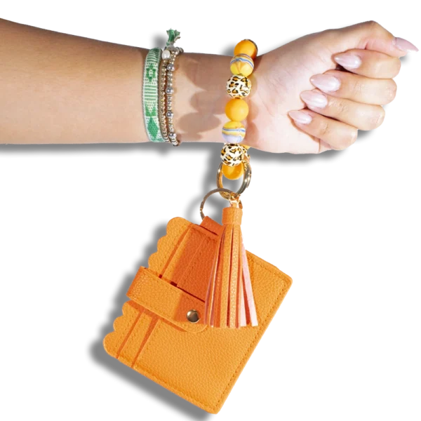 Card Holder with Beaded Wristlet