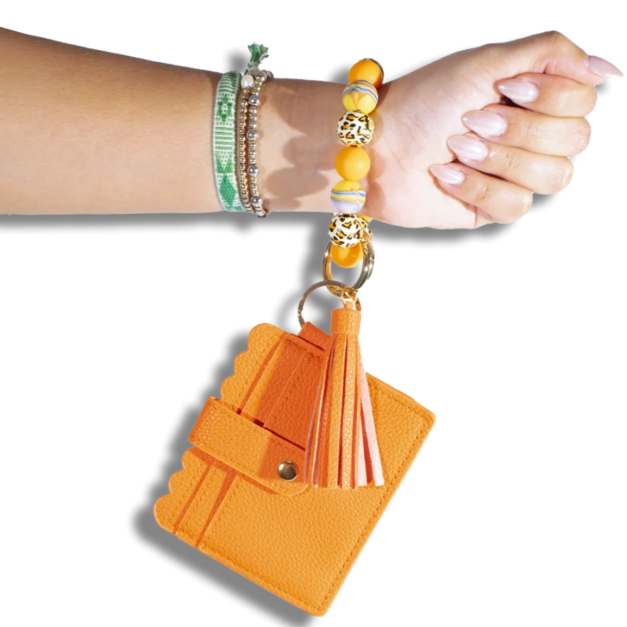 Card Holder with Beaded Wristlet