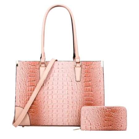 2pc Croc Satchel with Wallet