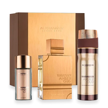 Amber Oud Gold Edition by Al Haramain Perfumes 2.5 oz. Gift Set
