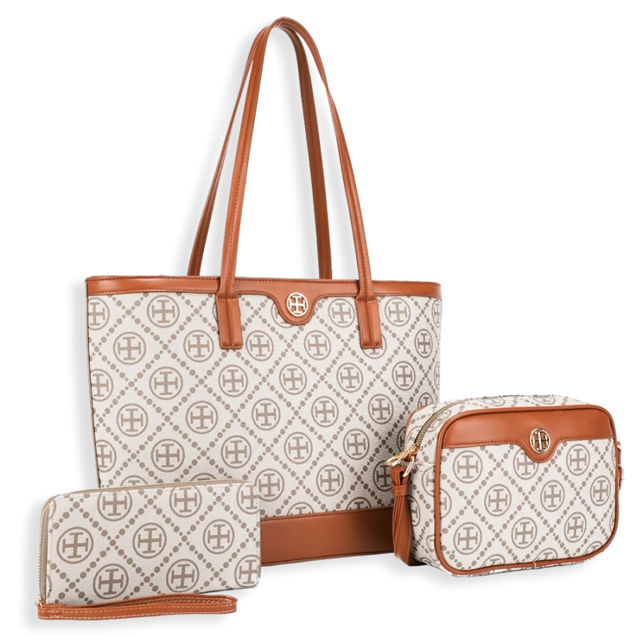 3pc Monogram Tote with Crossbody & Wallet