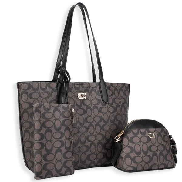 3pc Half Moon Tote with Crossbody & Pouch