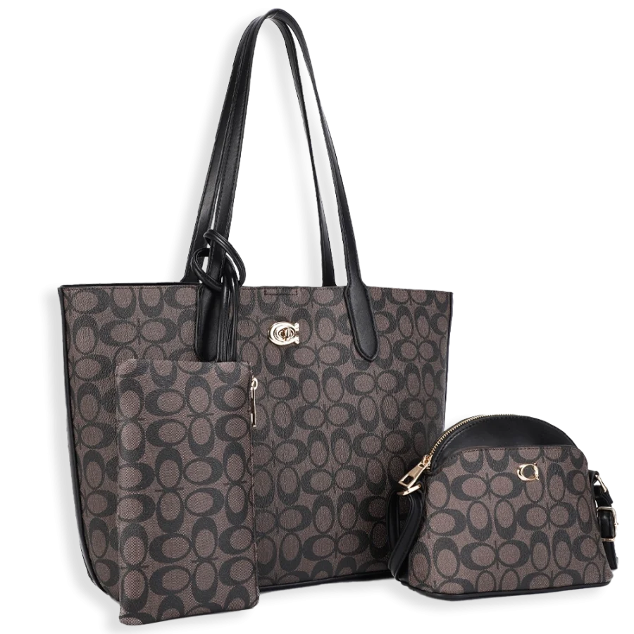 3pc Half Moon Tote with Crossbody & Pouch