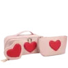 3pc Heart Cosmetic Bag with Small Bag & Coin Holder