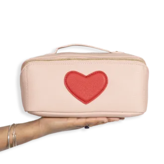 3pc Heart Cosmetic Bag with Small Bag & Coin Holder