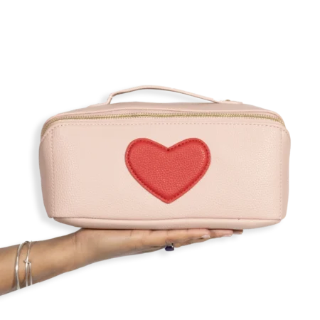 3pc Heart Cosmetic Bag with Small Bag & Coin Holder