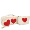 3pc Heart Cosmetic Bag with Small Bag & Coin Holder
