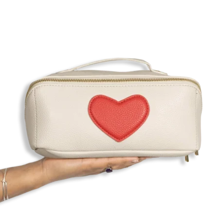 3pc Heart Cosmetic Bag with Small Bag & Coin Holder