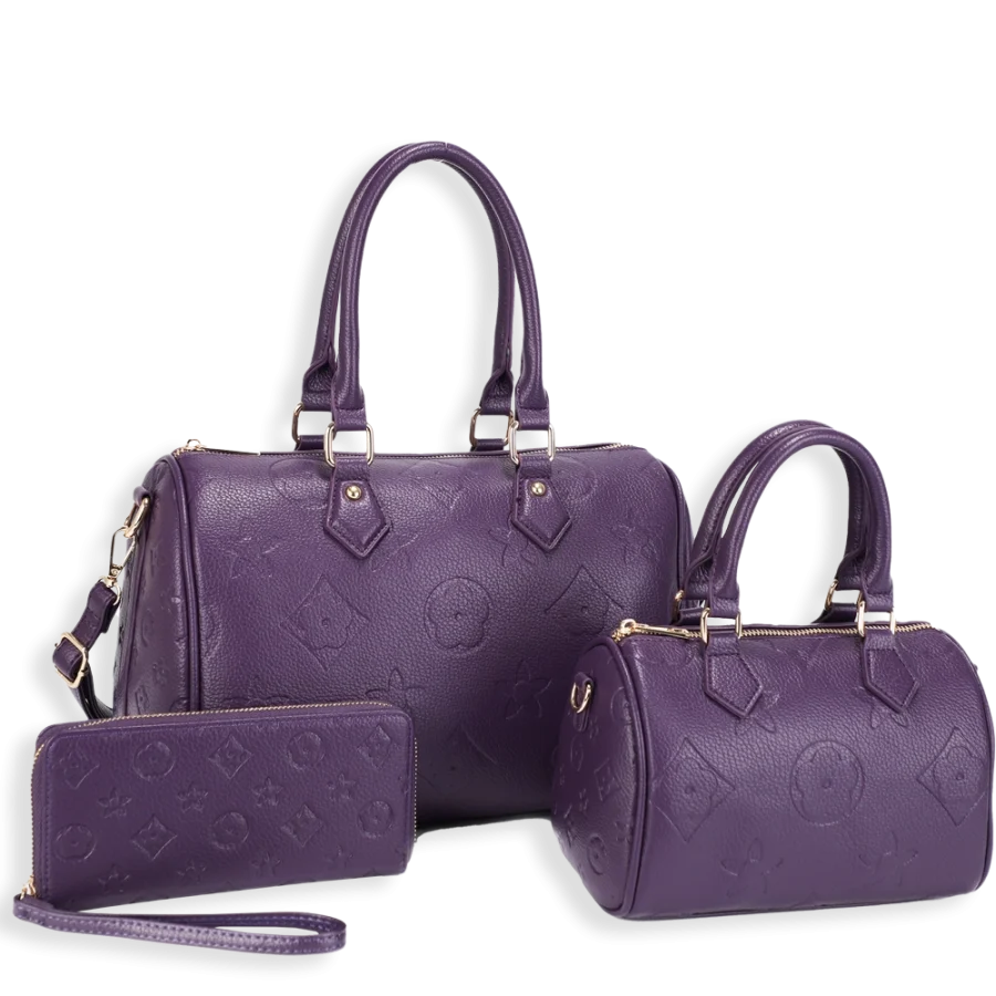 3pc Floral & Star Doctor Bag with Small Bag & Wallet