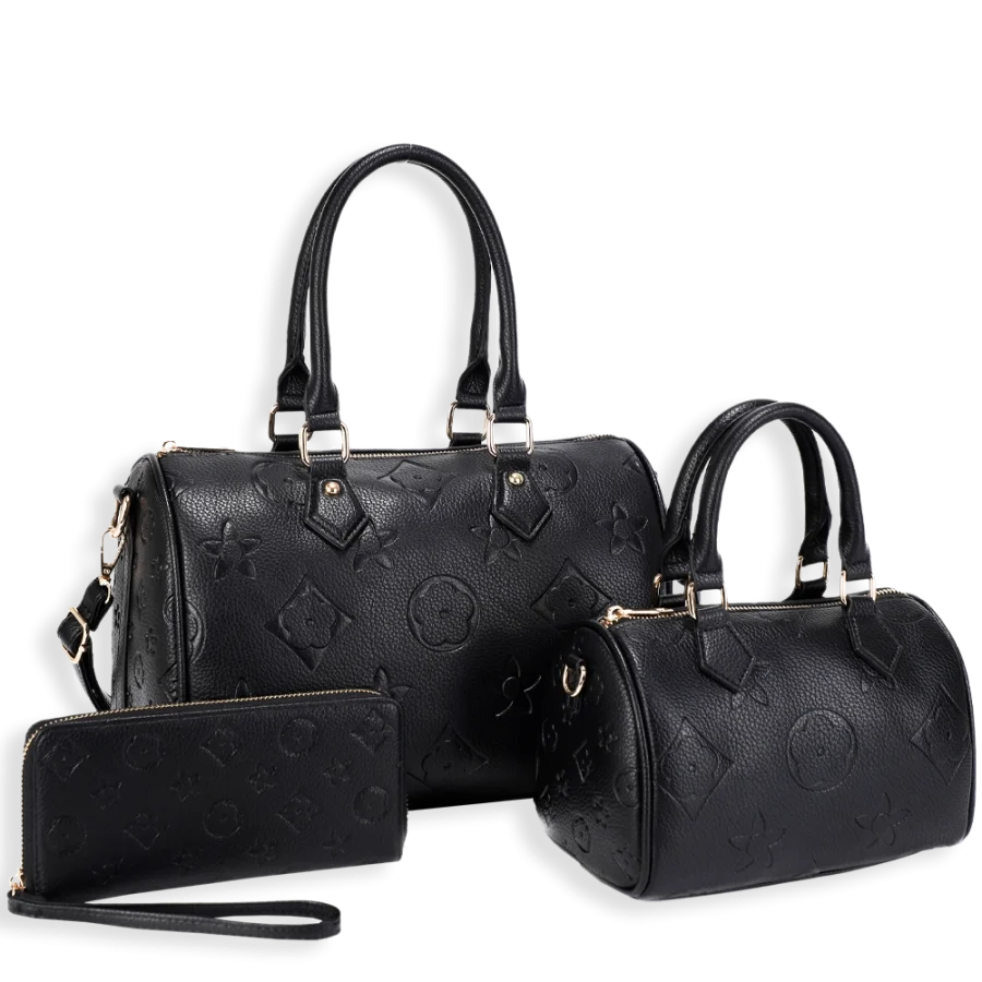 3pc Floral & Star Doctor Bag with Small Bag & Wallet
