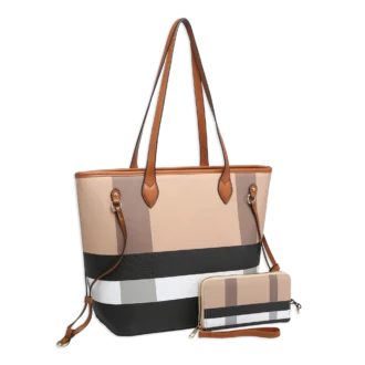2pc Plaid Tote with Wallet