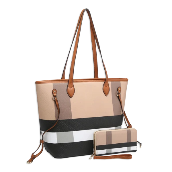 2pc Plaid Tote with Wallet