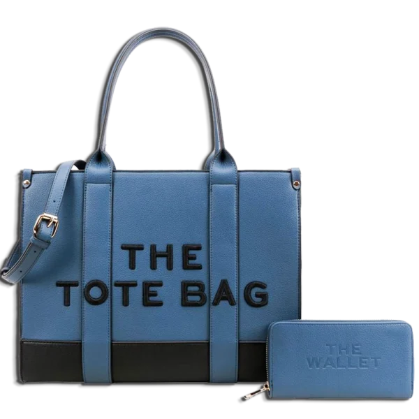 2pc The XL Leather Tote Bag with Wallet