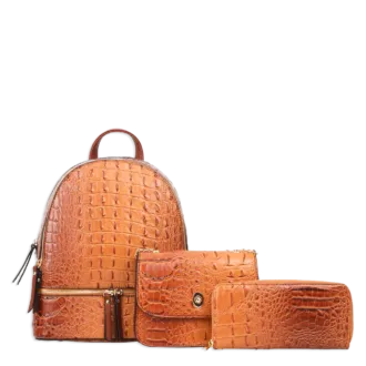 3pc Croc Backpack With Wallet & Crossbody